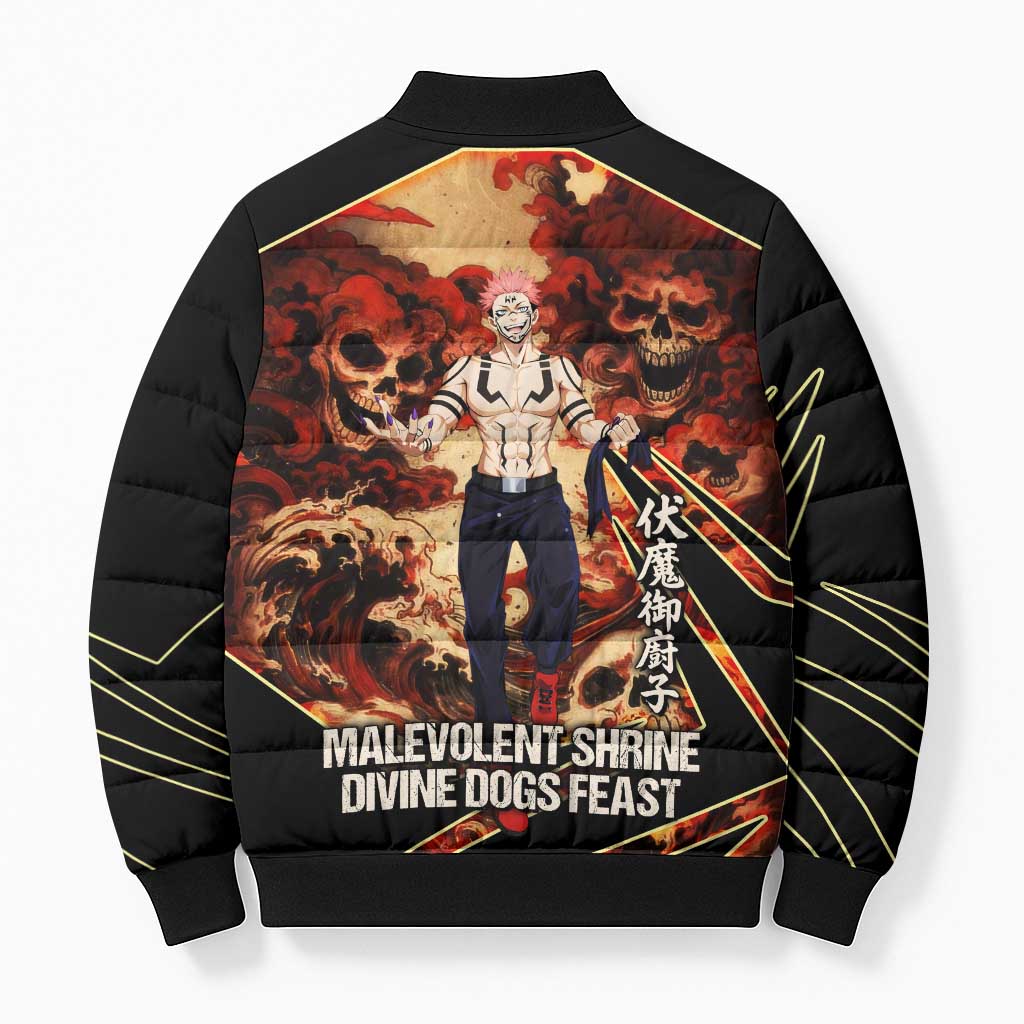 Ryomen Sukuna Malevolent Shrine Bomber Puffer Jacket Infernal Cursed Domain Art Style