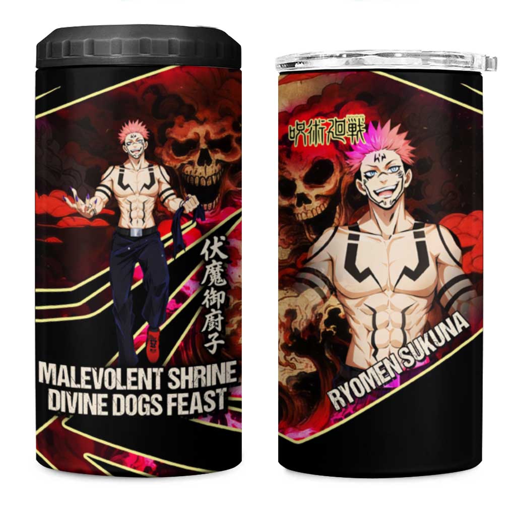 Ryomen Sukuna Malevolent Shrine 4 in 1 Can Cooler Tumbler Infernal Cursed Domain Art Style
