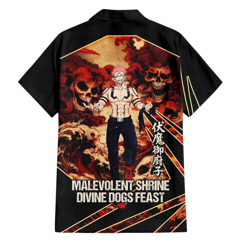 Ryomen Sukuna Malevolent Shrine Family Matching Long Sleeve Bodycon Dress and Hawaiian Shirt Infernal Cursed Domain Art Style