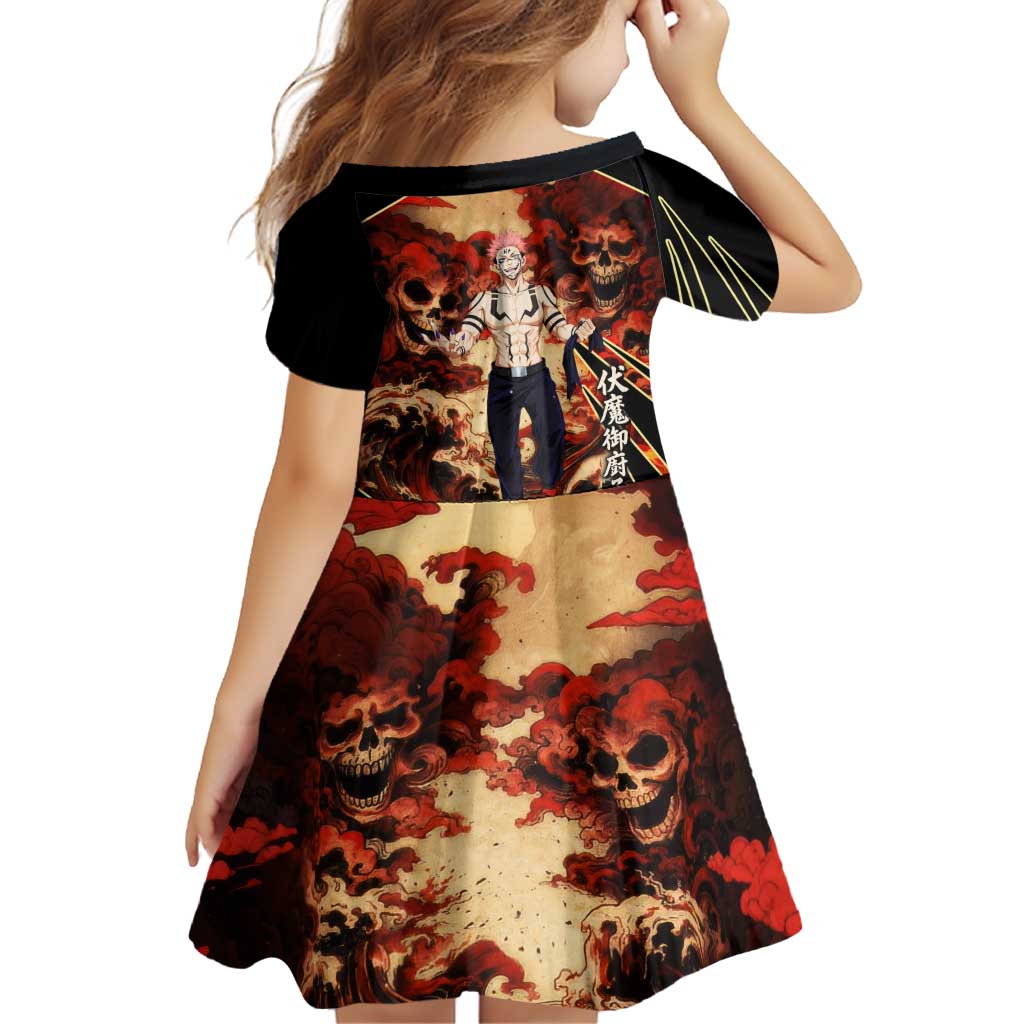 Ryomen Sukuna Malevolent Shrine Family Matching Off The Shoulder Long Sleeve Dress and Hawaiian Shirt Infernal Cursed Domain Art Style