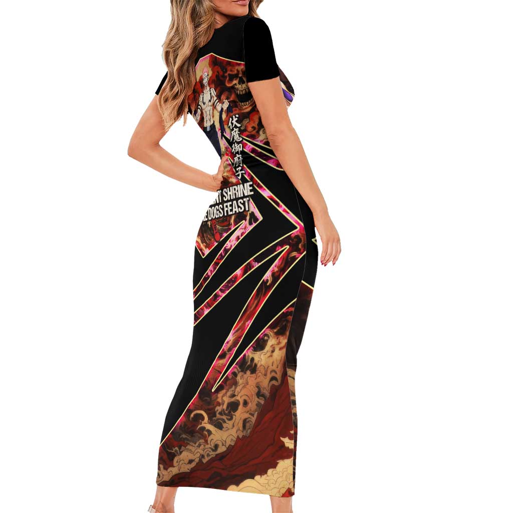 Ryomen Sukuna Malevolent Shrine Family Matching Short Sleeve Bodycon Dress and Hawaiian Shirt Infernal Cursed Domain Art Style