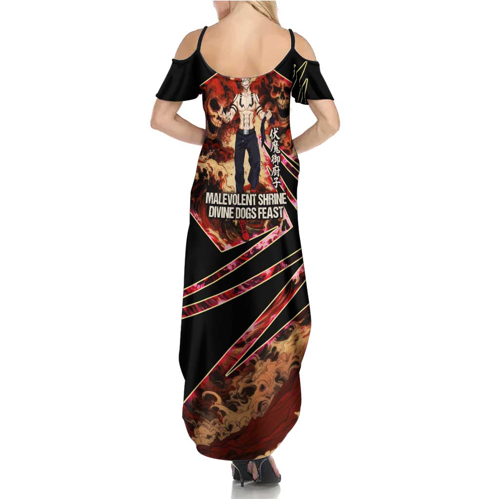 Ryomen Sukuna Malevolent Shrine Family Matching Summer Maxi Dress and Hawaiian Shirt Infernal Cursed Domain Art Style