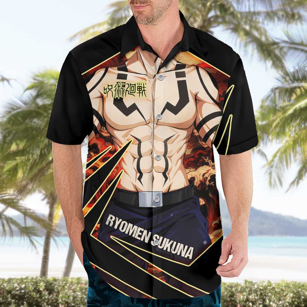 Ryomen Sukuna Malevolent Shrine Hawaiian Shirt Infernal Cursed Domain Art Style