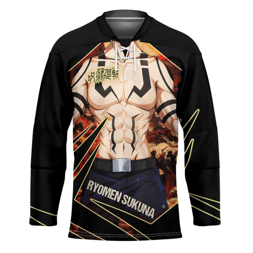 Ryomen Sukuna Malevolent Shrine Hockey Jersey Infernal Cursed Domain Art Style