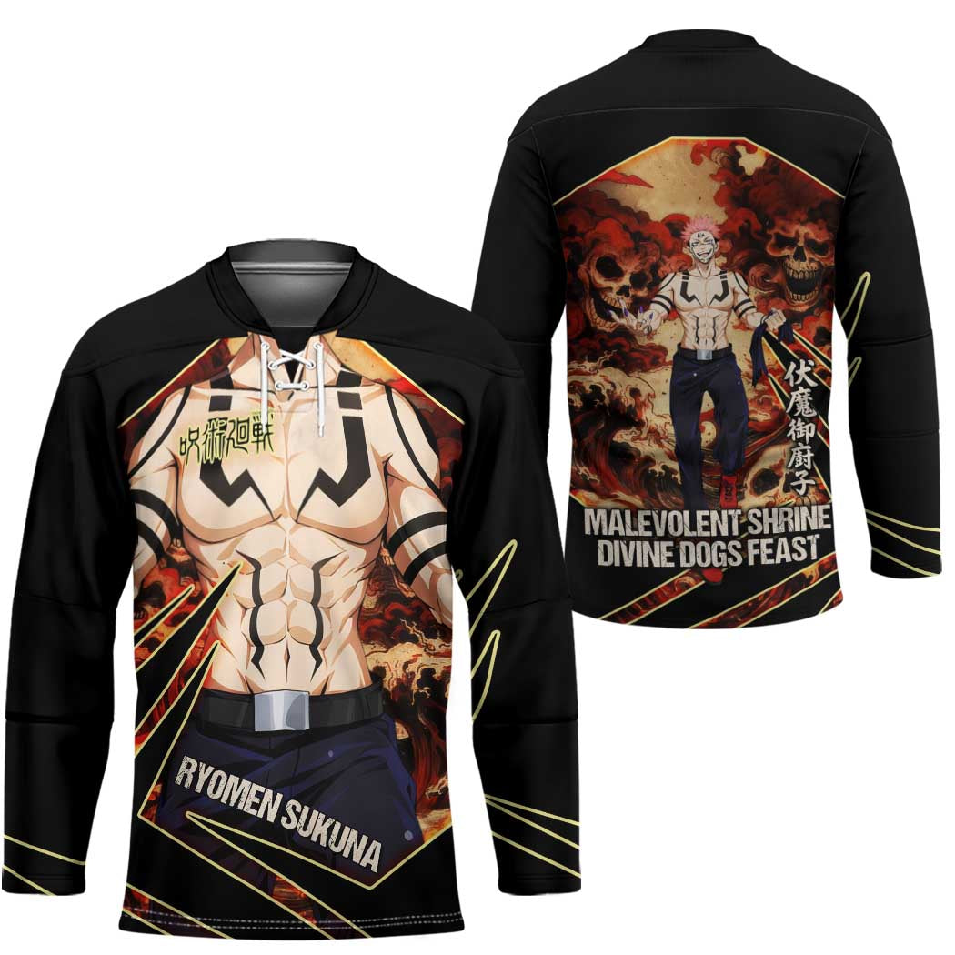 Ryomen Sukuna Malevolent Shrine Hockey Jersey Infernal Cursed Domain Art Style