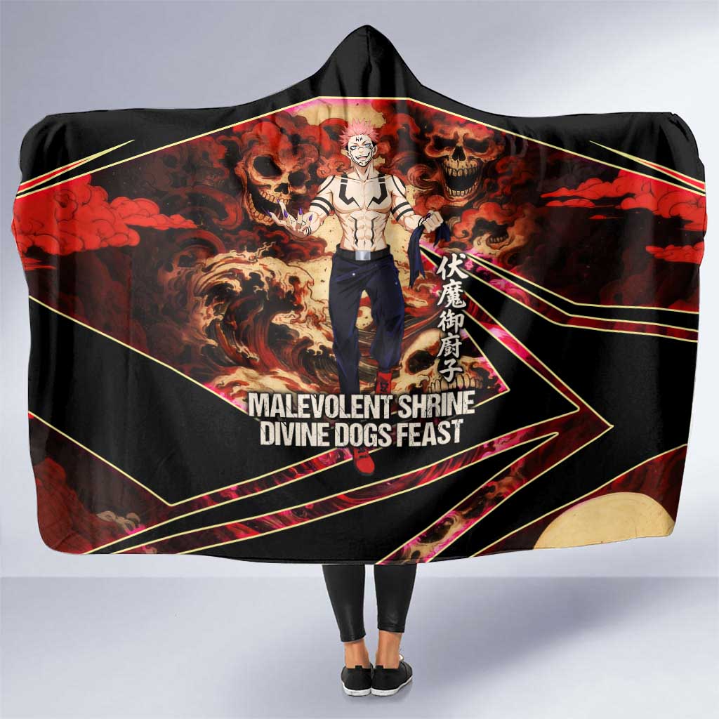 Ryomen Sukuna Malevolent Shrine Hooded Blanket Infernal Cursed Domain Art Style