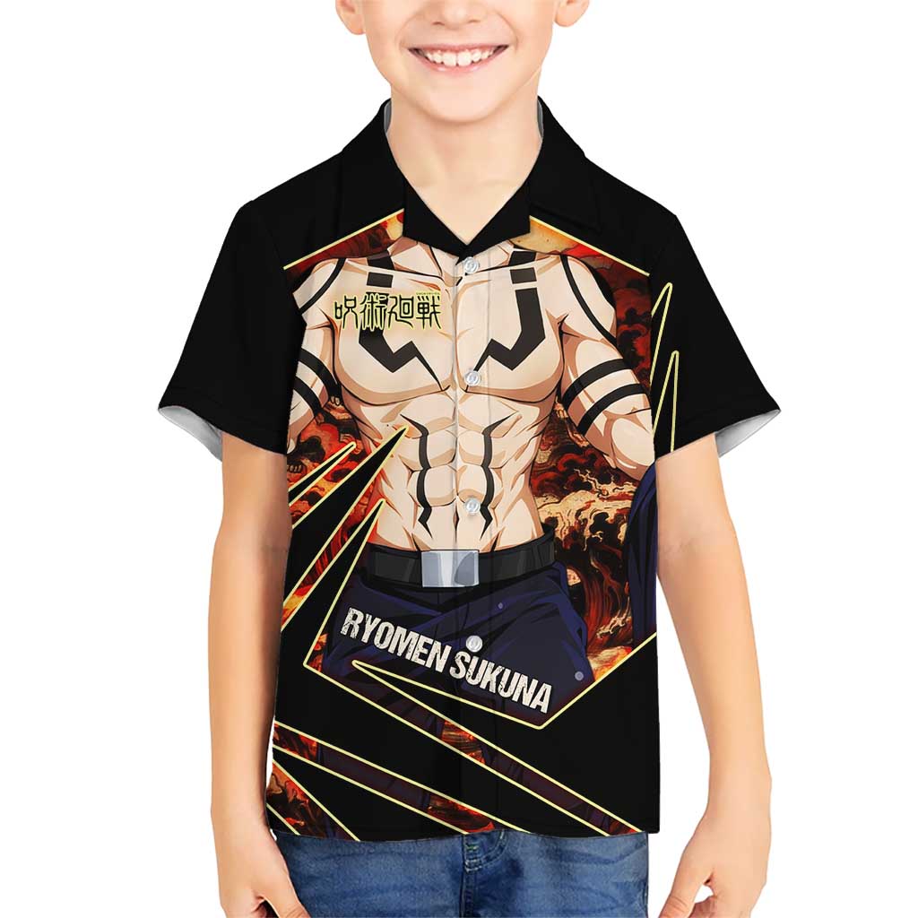 Ryomen Sukuna Malevolent Shrine Kid Hawaiian Shirt Infernal Cursed Domain Art Style