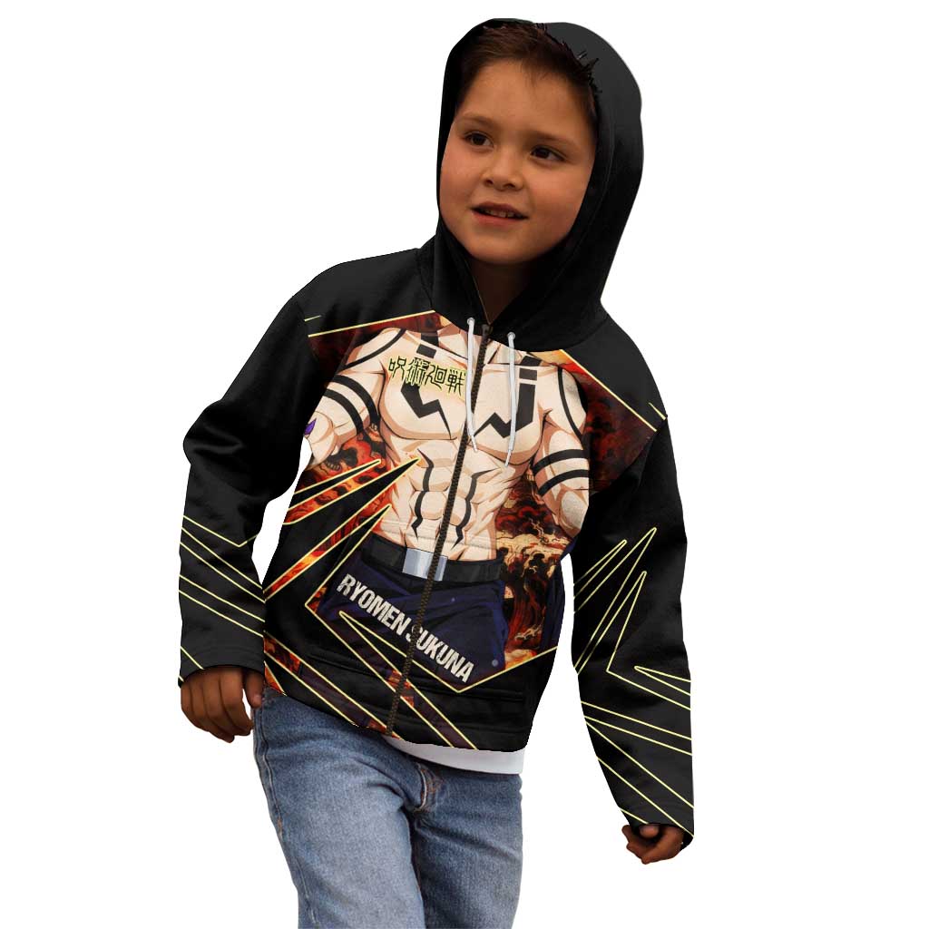 Ryomen Sukuna Malevolent Shrine Kid Hoodie Infernal Cursed Domain Art Style