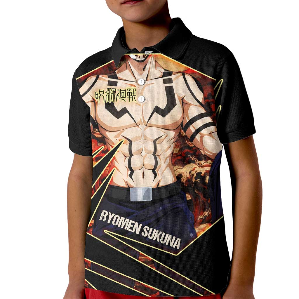 Ryomen Sukuna Malevolent Shrine Kid Polo Shirt Infernal Cursed Domain Art Style