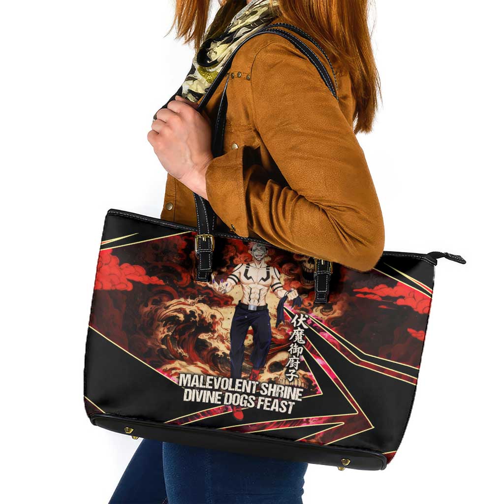 Ryomen Sukuna Malevolent Shrine Leather Tote Bag Infernal Cursed Domain Art Style