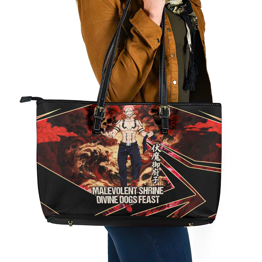 Ryomen Sukuna Malevolent Shrine Leather Tote Bag Infernal Cursed Domain Art Style