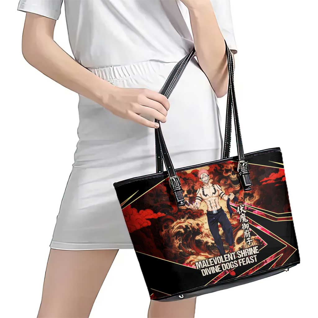 Ryomen Sukuna Malevolent Shrine Leather Tote Bag Infernal Cursed Domain Art Style