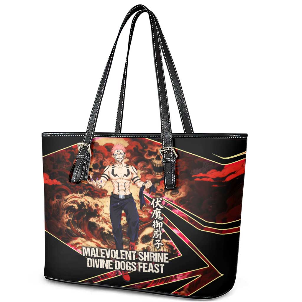 Ryomen Sukuna Malevolent Shrine Leather Tote Bag Infernal Cursed Domain Art Style