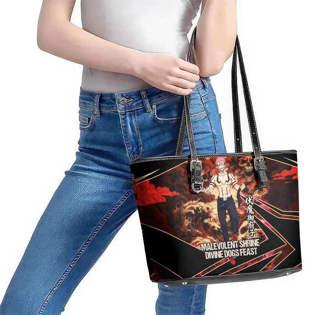 Ryomen Sukuna Malevolent Shrine Leather Tote Bag Infernal Cursed Domain Art Style