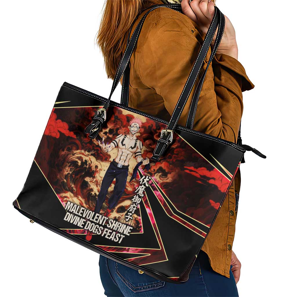 Ryomen Sukuna Malevolent Shrine Leather Tote Bag Infernal Cursed Domain Art Style