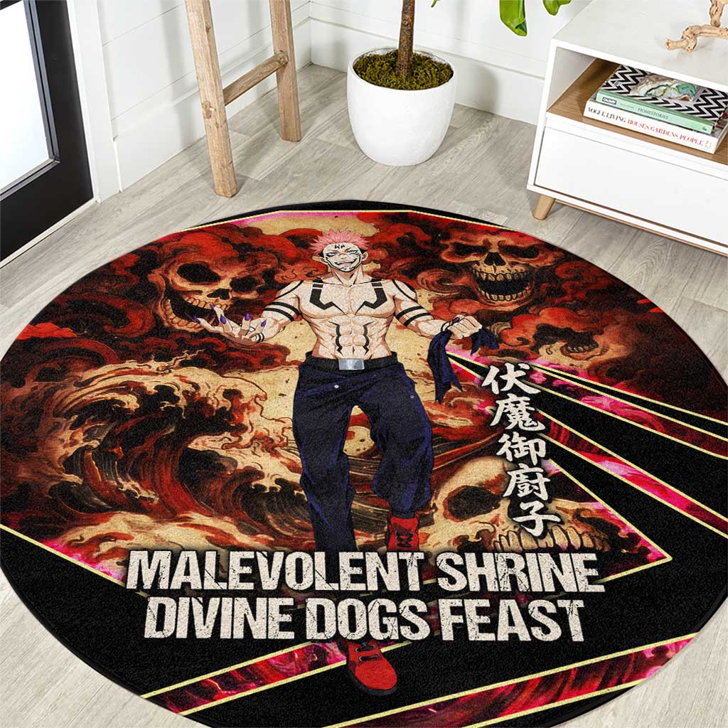 Ryomen Sukuna Malevolent Shrine Round Carpet Infernal Cursed Domain Art Style