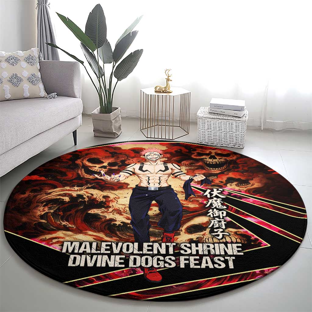 Ryomen Sukuna Malevolent Shrine Round Carpet Infernal Cursed Domain Art Style