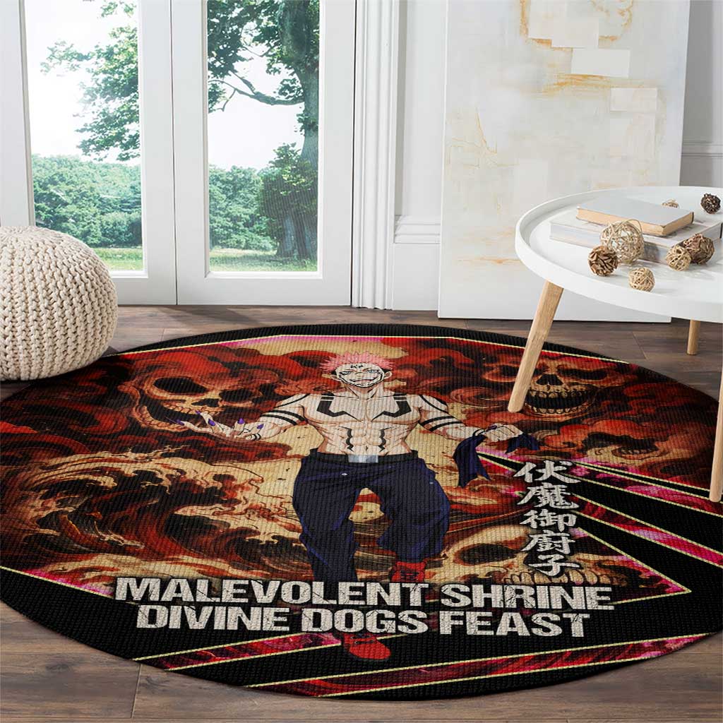 Ryomen Sukuna Malevolent Shrine Round Carpet Infernal Cursed Domain Art Style