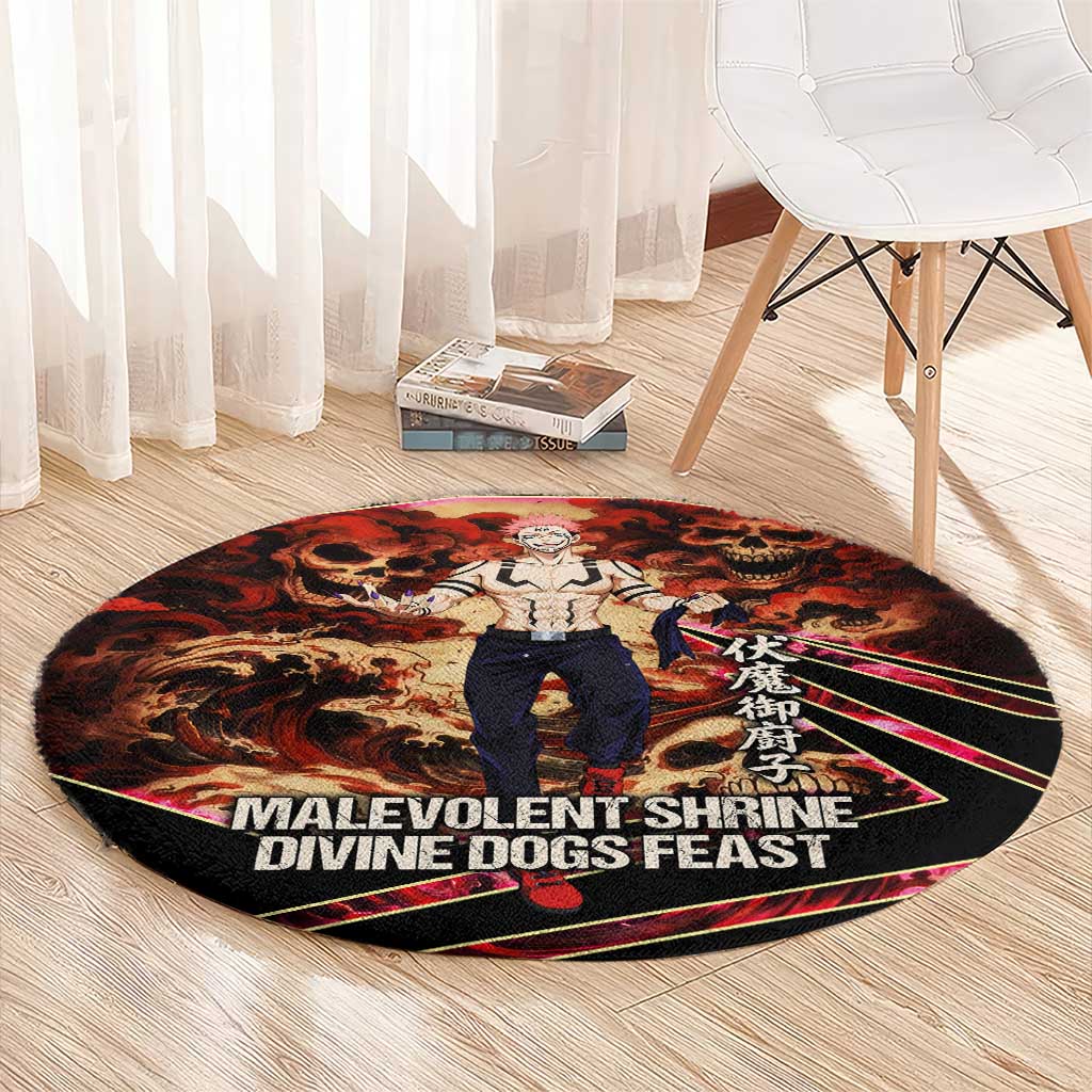 Ryomen Sukuna Malevolent Shrine Round Carpet Infernal Cursed Domain Art Style