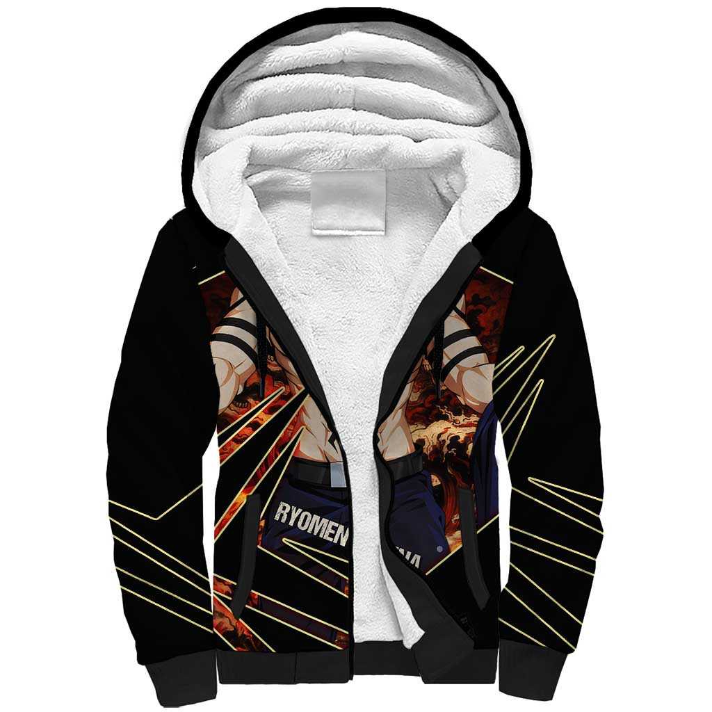 Ryomen Sukuna Malevolent Shrine Sherpa Hoodie Infernal Cursed Domain Art Style