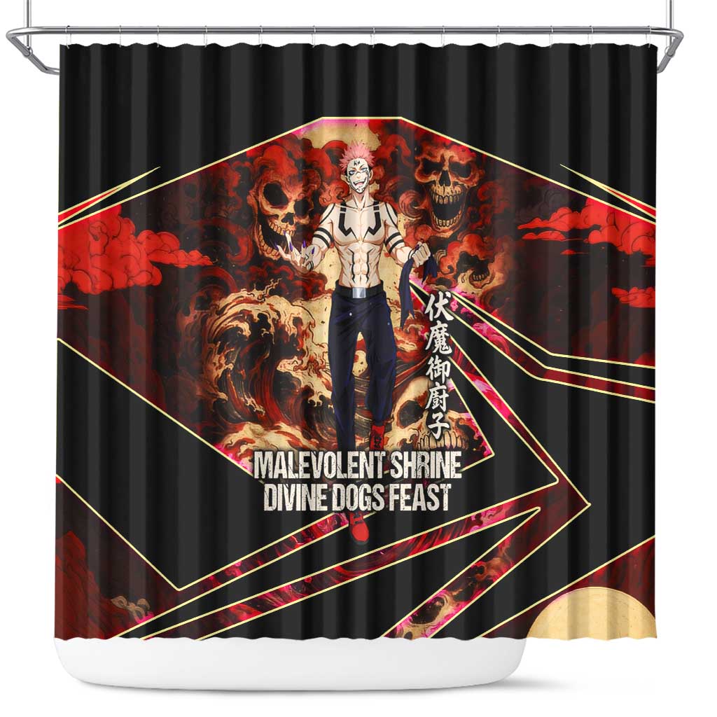 Ryomen Sukuna Malevolent Shrine Shower Curtain Infernal Cursed Domain Art Style