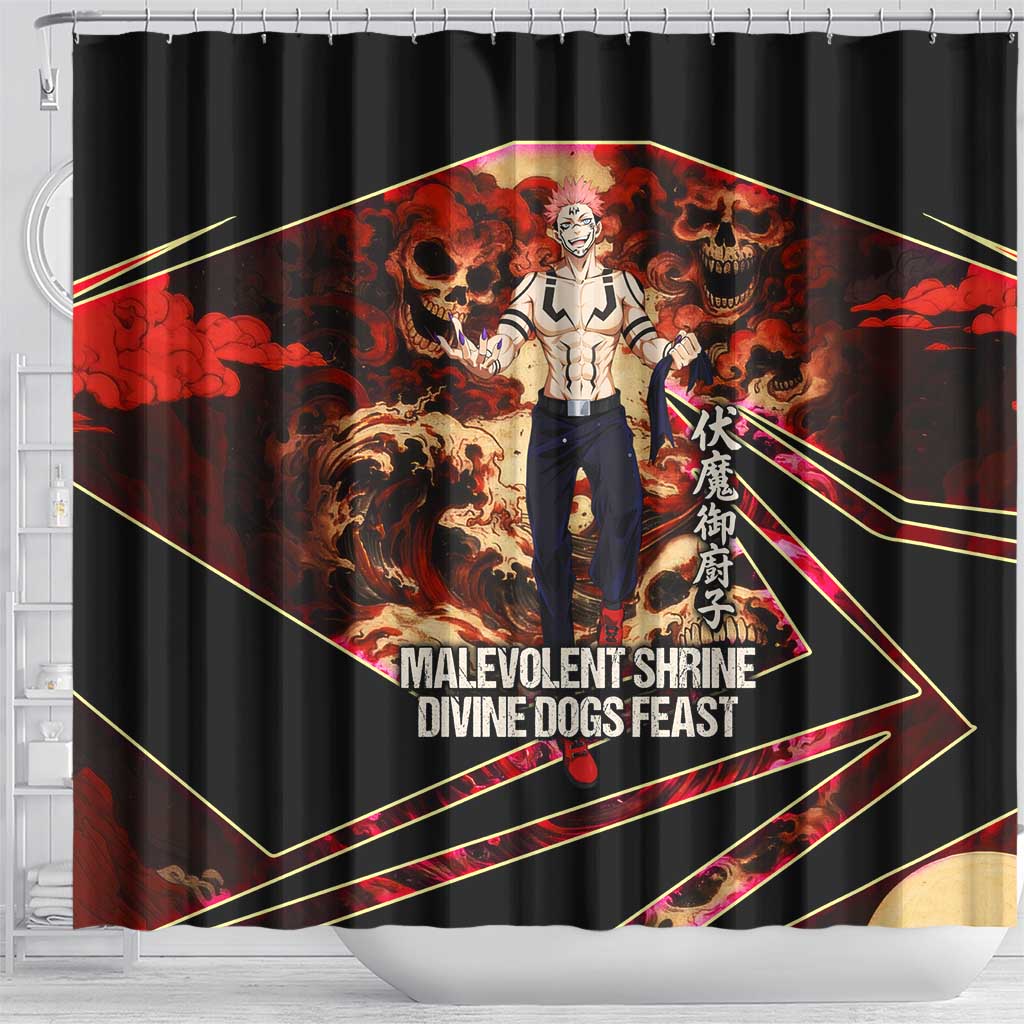 Ryomen Sukuna Malevolent Shrine Shower Curtain Infernal Cursed Domain Art Style