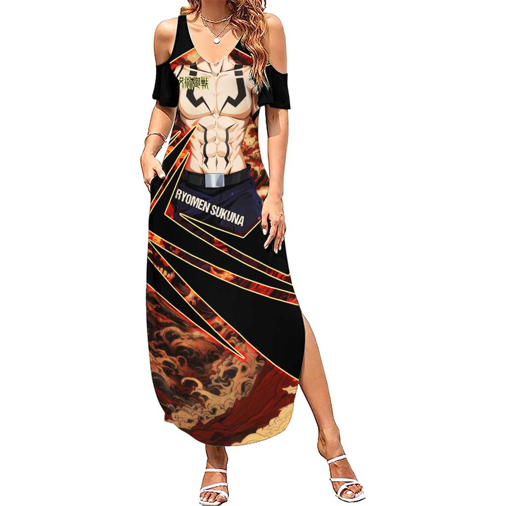 Ryomen Sukuna Malevolent Shrine Summer Maxi Dress Infernal Cursed Domain Art Style