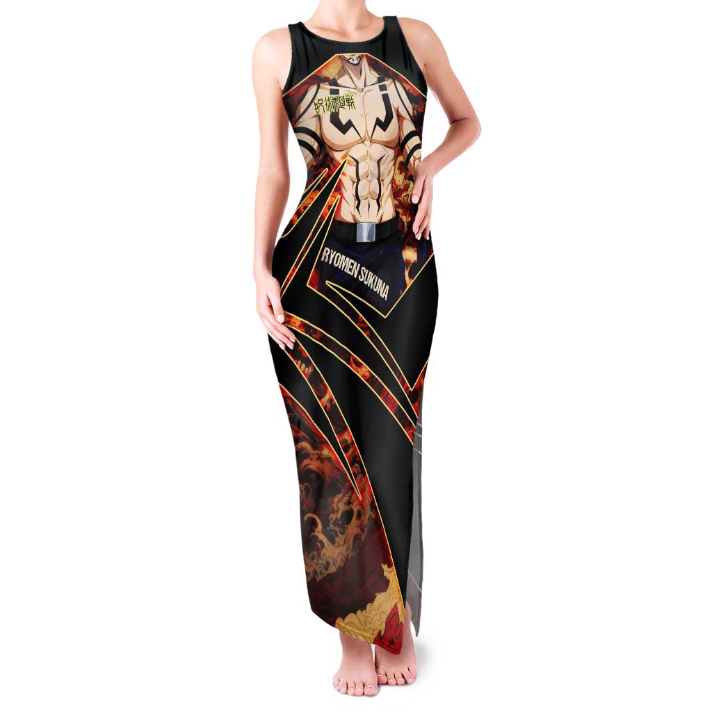 Ryomen Sukuna Malevolent Shrine Tank Maxi Dress Infernal Cursed Domain Art Style