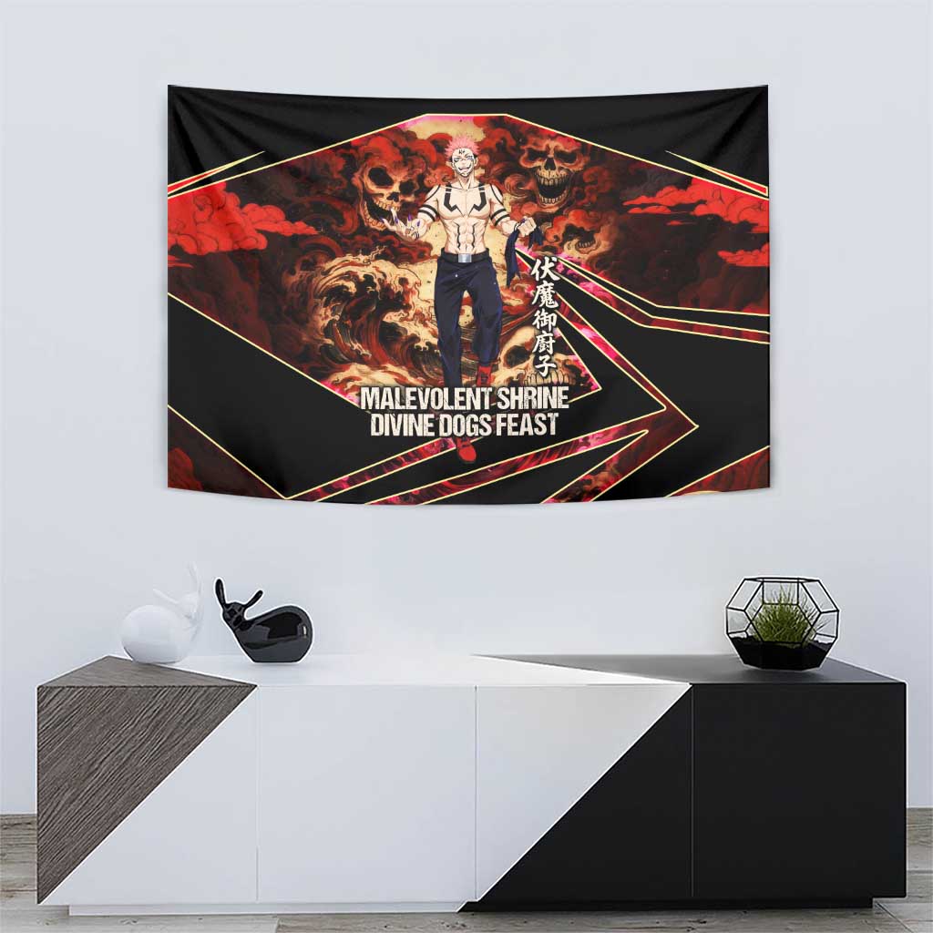 Ryomen Sukuna Malevolent Shrine Tapestry Infernal Cursed Domain Art Style