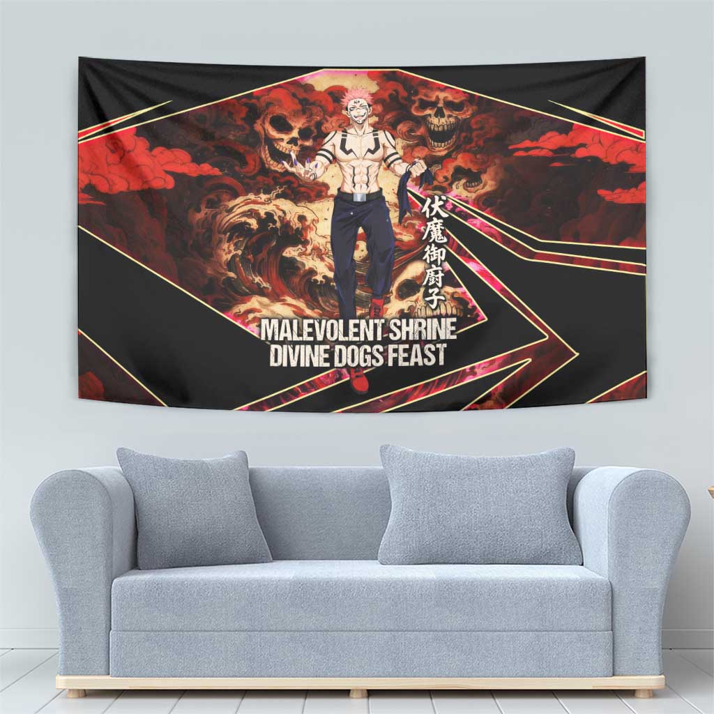 Ryomen Sukuna Malevolent Shrine Tapestry Infernal Cursed Domain Art Style