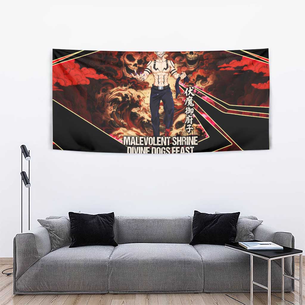 Ryomen Sukuna Malevolent Shrine Tapestry Infernal Cursed Domain Art Style