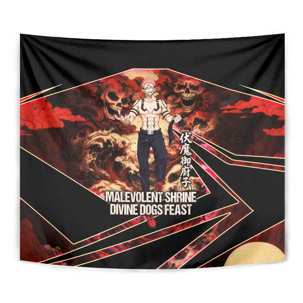 Ryomen Sukuna Malevolent Shrine Tapestry Infernal Cursed Domain Art Style