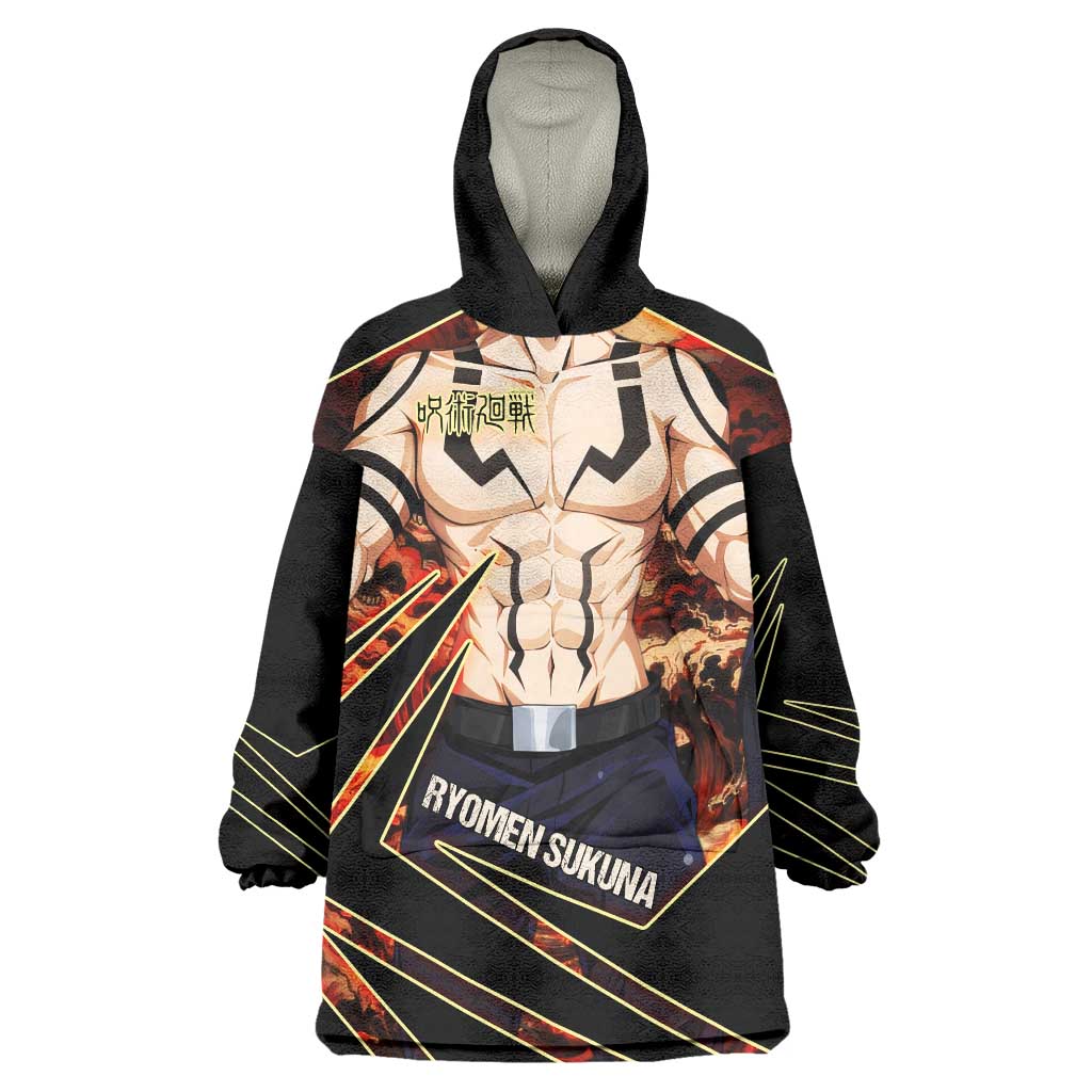 Ryomen Sukuna Malevolent Shrine Wearable Blanket Hoodie Infernal Cursed Domain Art Style