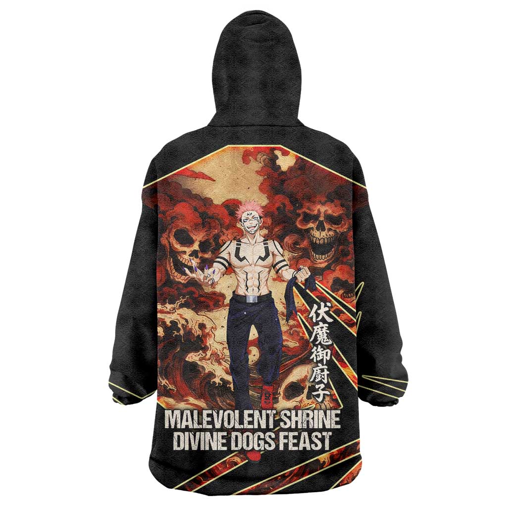 Ryomen Sukuna Malevolent Shrine Wearable Blanket Hoodie Infernal Cursed Domain Art Style