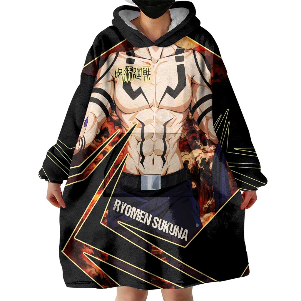 Ryomen Sukuna Malevolent Shrine Wearable Blanket Hoodie Infernal Cursed Domain Art Style