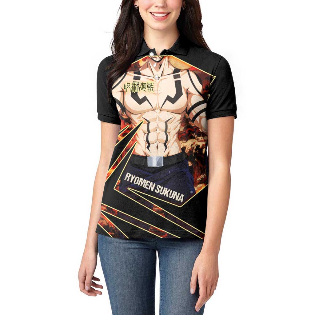 Ryomen Sukuna Malevolent Shrine Women Polo Shirt Infernal Cursed Domain Art Style