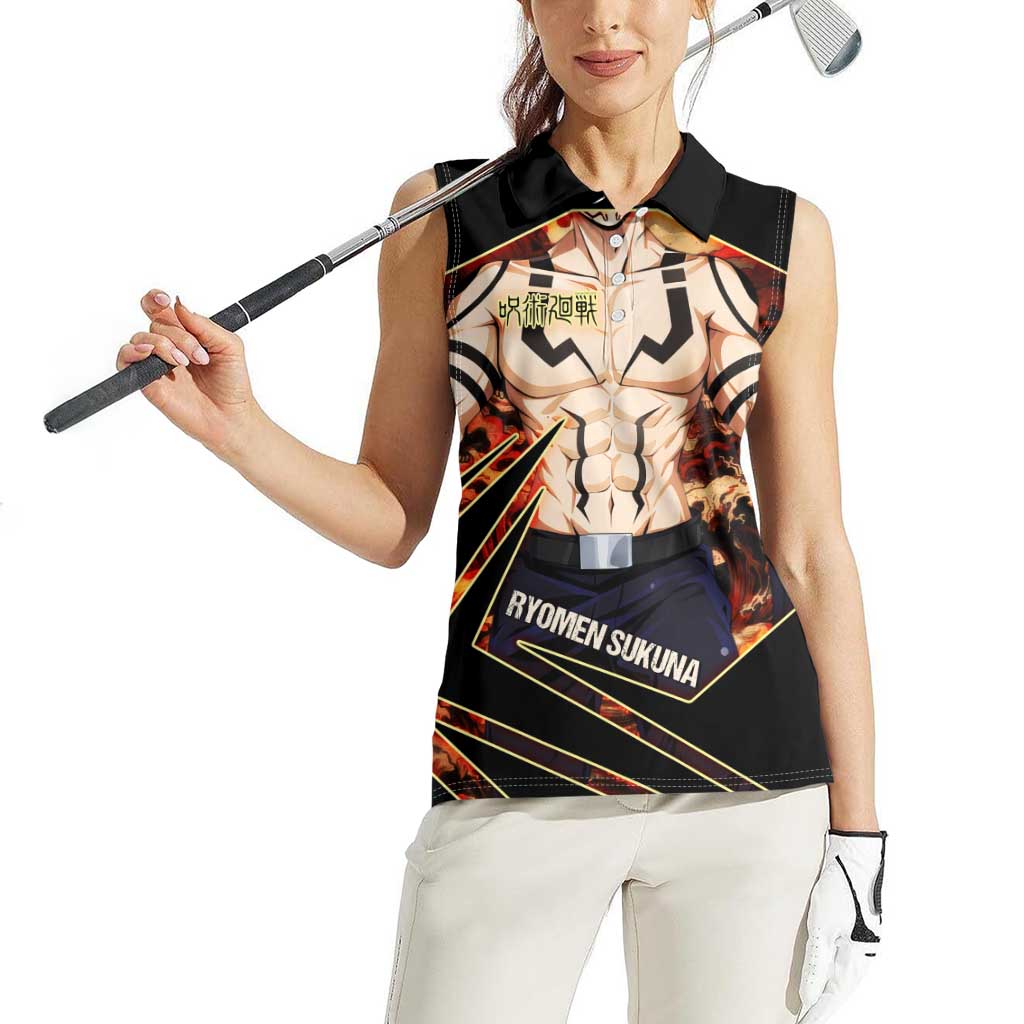 Ryomen Sukuna Malevolent Shrine Women Sleeveless Polo Shirt Infernal Cursed Domain Art Style