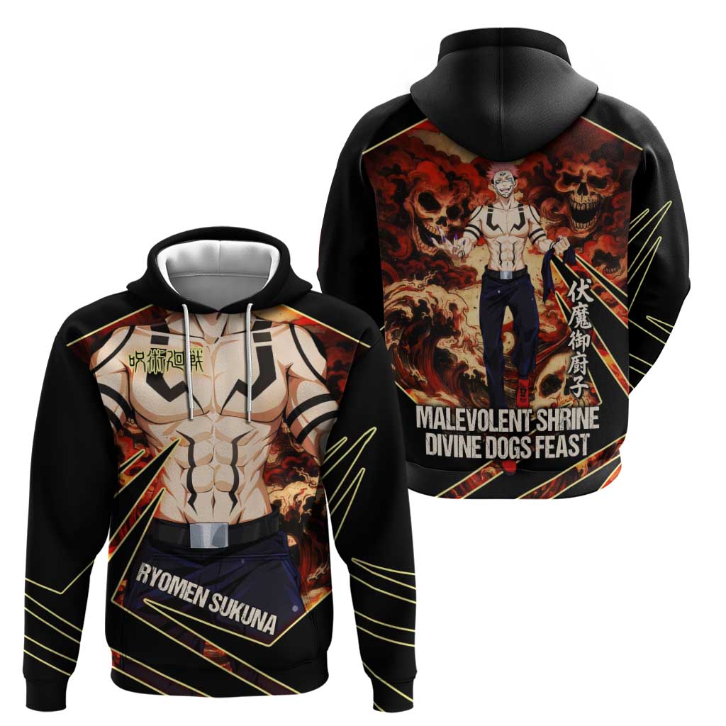 Ryomen Sukuna Malevolent Shrine Zip Hoodie Infernal Cursed Domain Art Style