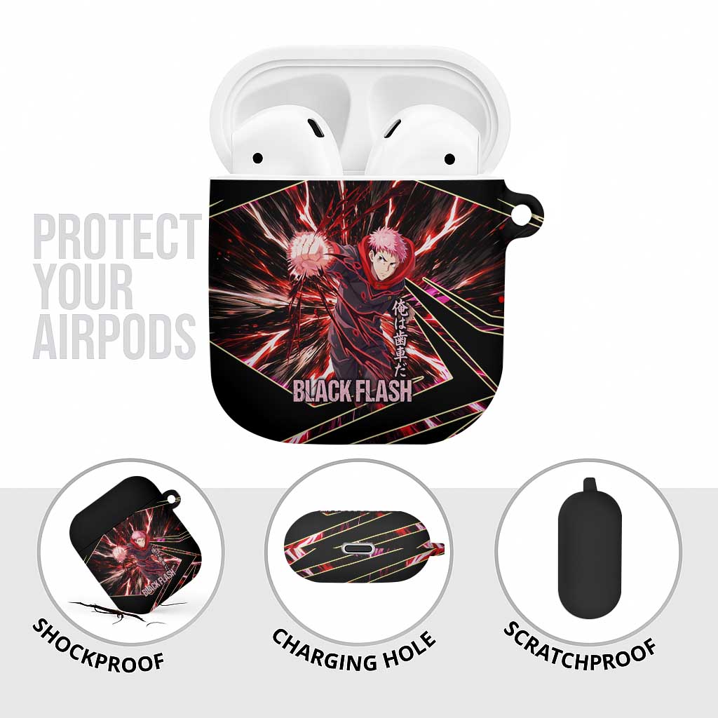 Yuji Itadori Black Flash AirPods Case Dynamic Cursed Energy Burst Style