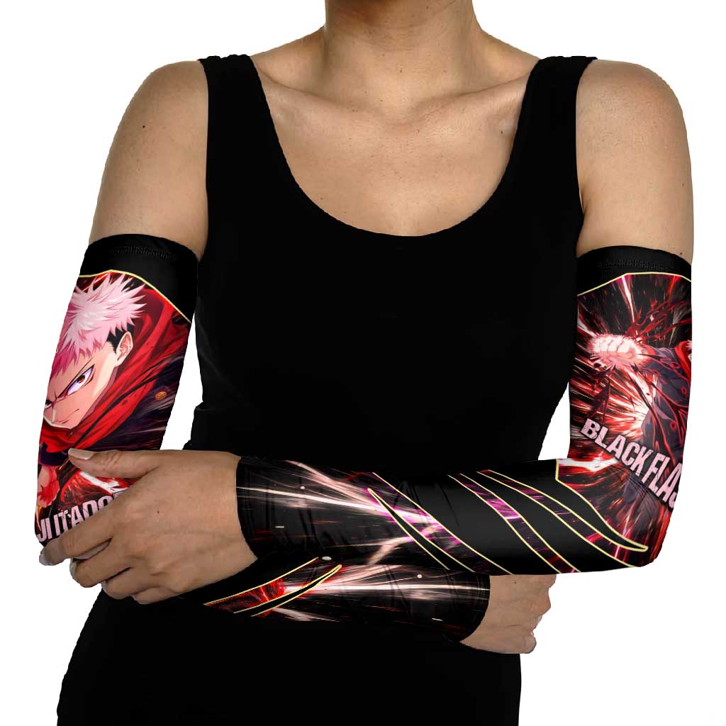 Yuji Itadori Black Flash Arm Sleeves Dynamic Cursed Energy Burst Style