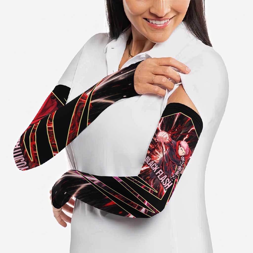 Yuji Itadori Black Flash Arm Sleeves Dynamic Cursed Energy Burst Style