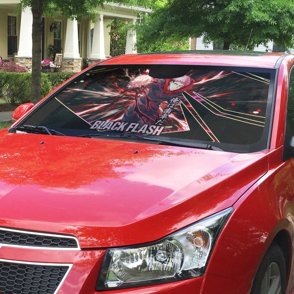 Yuji Itadori Black Flash Auto Sun Shade Dynamic Cursed Energy Burst Style