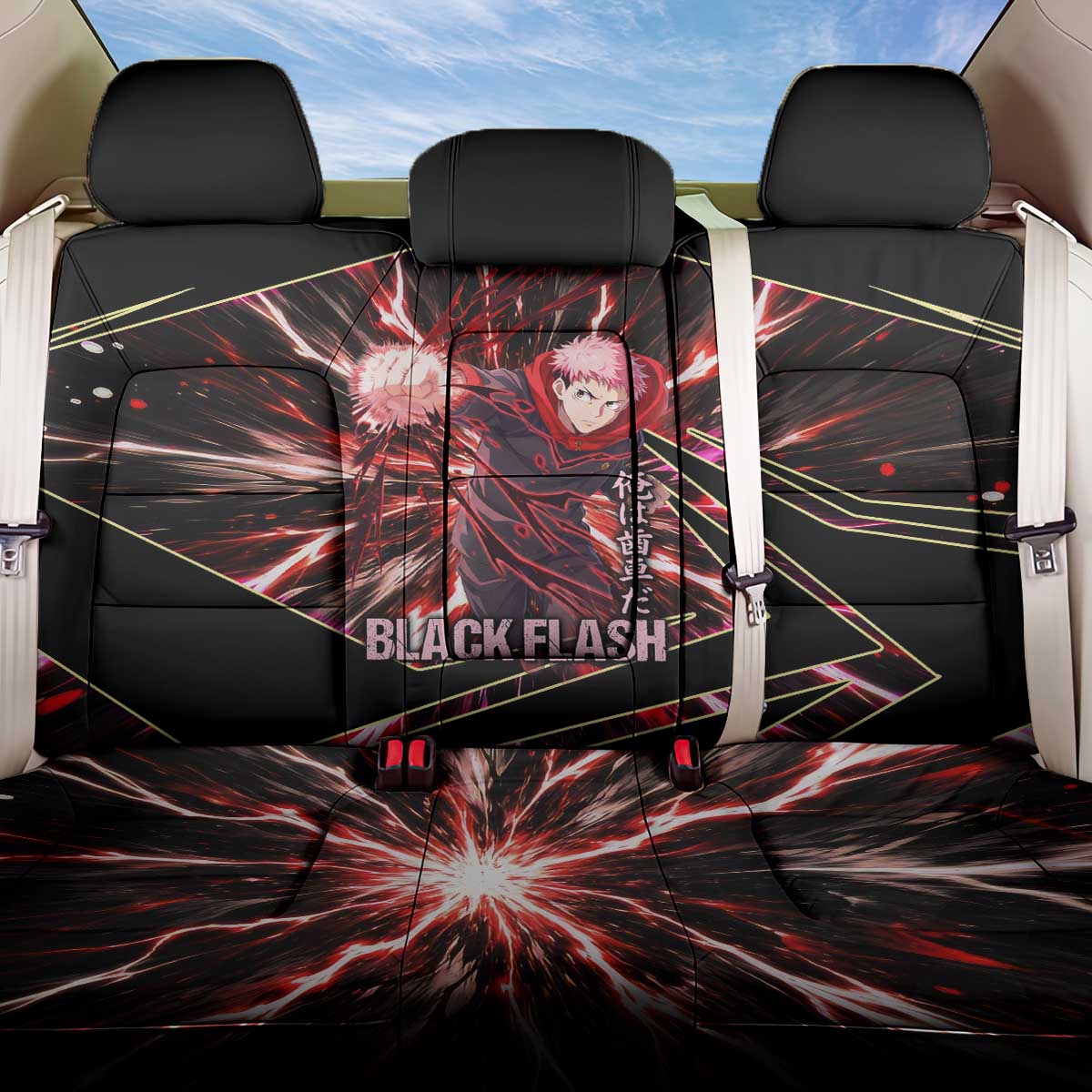 Yuji Itadori Black Flash Back Car Seat Cover Dynamic Cursed Energy Burst Style
