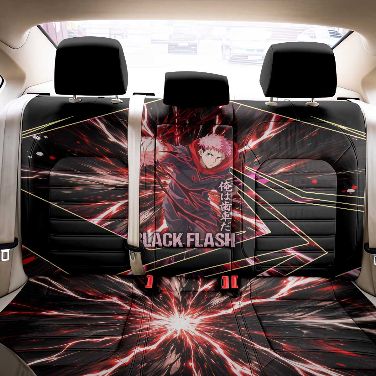 Yuji Itadori Black Flash Back Car Seat Cover Dynamic Cursed Energy Burst Style