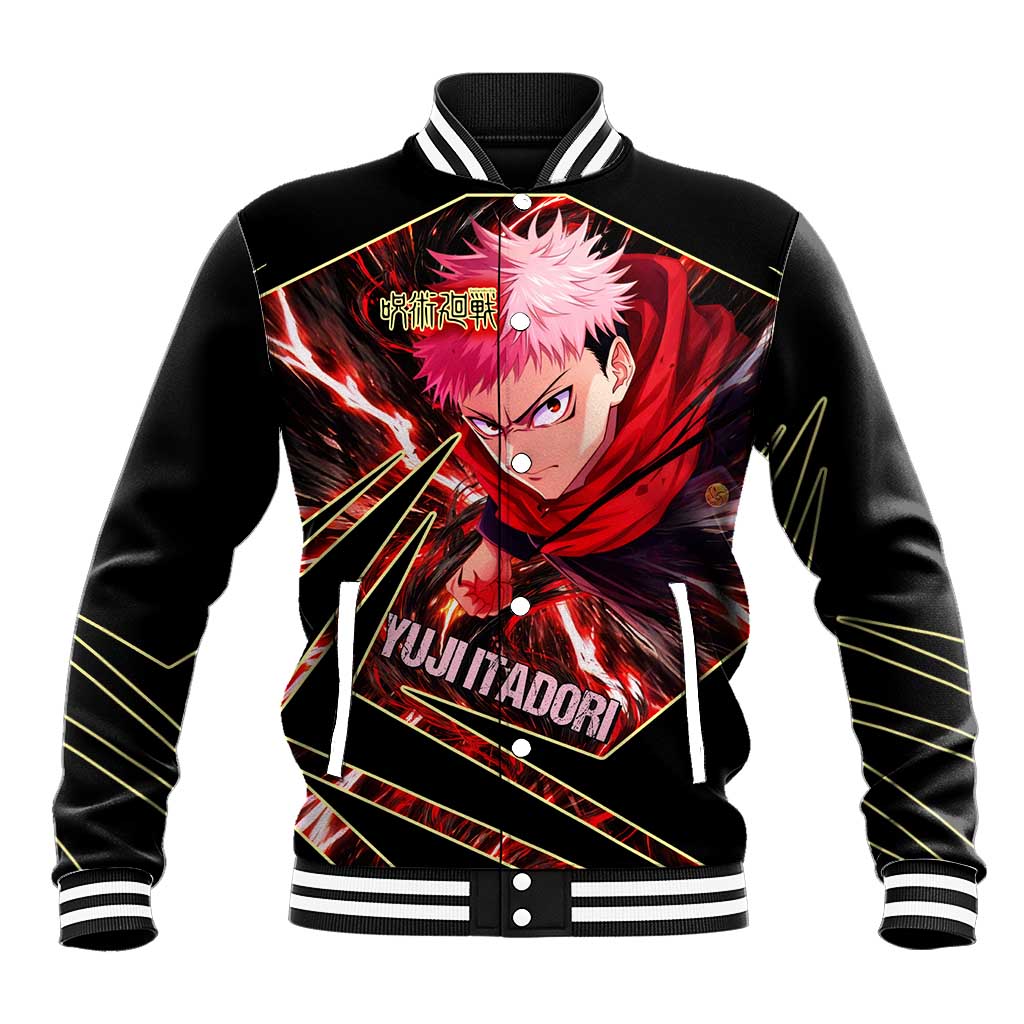 Yuji Itadori Black Flash Baseball Jacket Dynamic Cursed Energy Burst Style