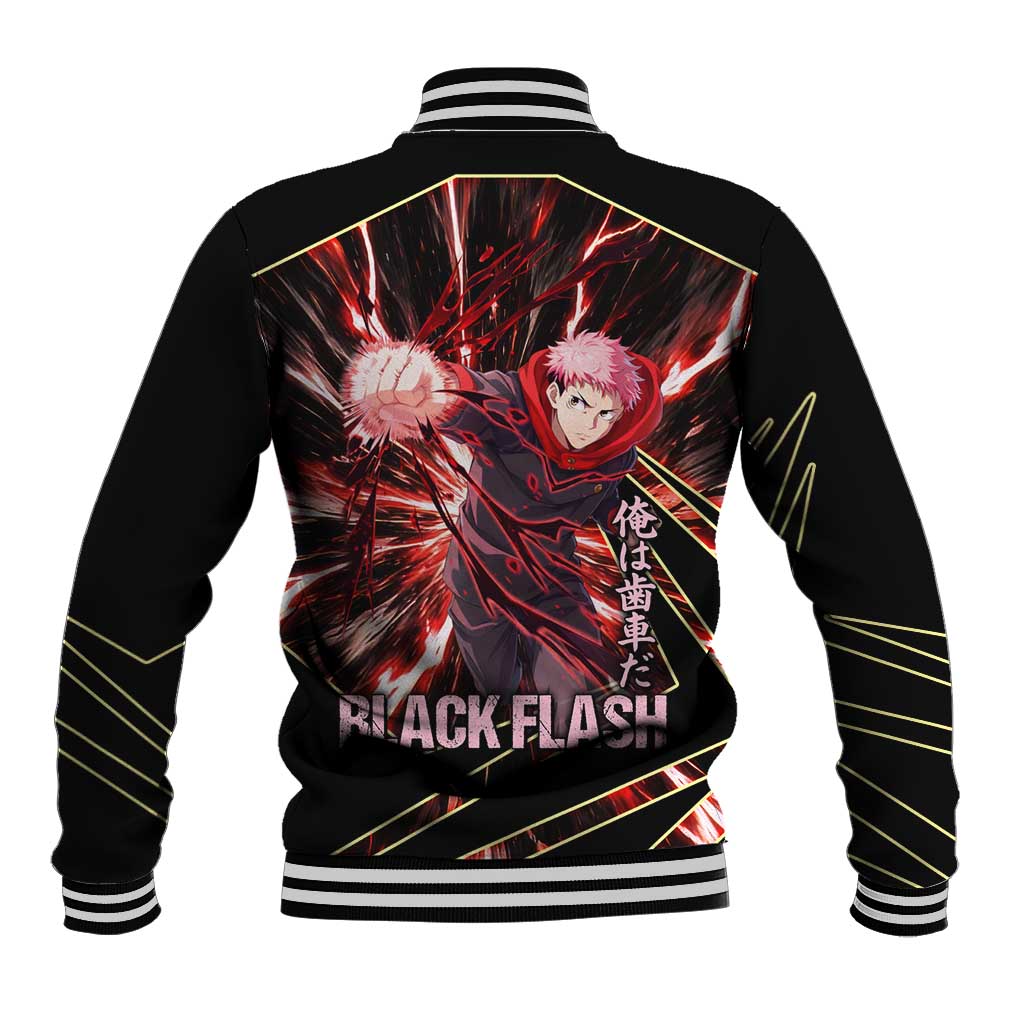 Yuji Itadori Black Flash Baseball Jacket Dynamic Cursed Energy Burst Style