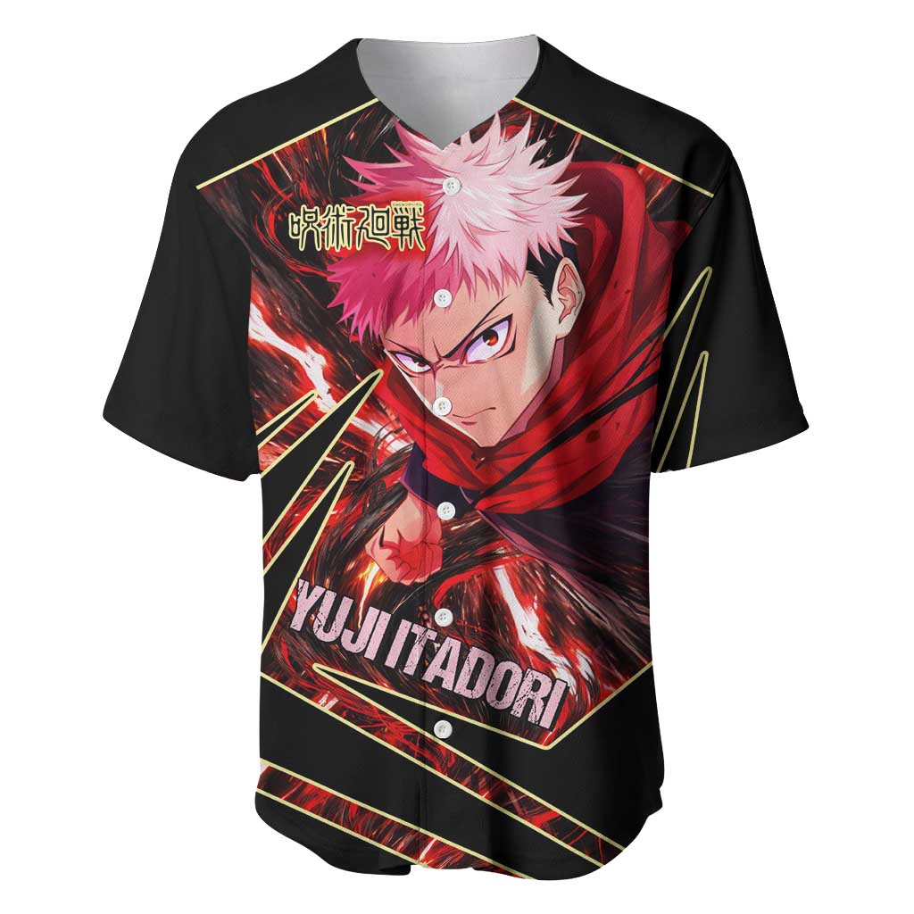 Yuji Itadori Black Flash Baseball Jersey Dynamic Cursed Energy Burst Style