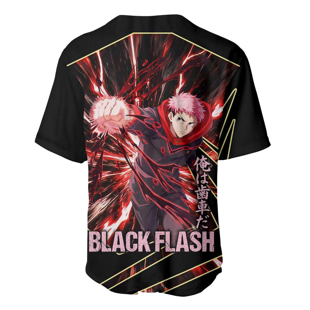 Yuji Itadori Black Flash Baseball Jersey Dynamic Cursed Energy Burst Style