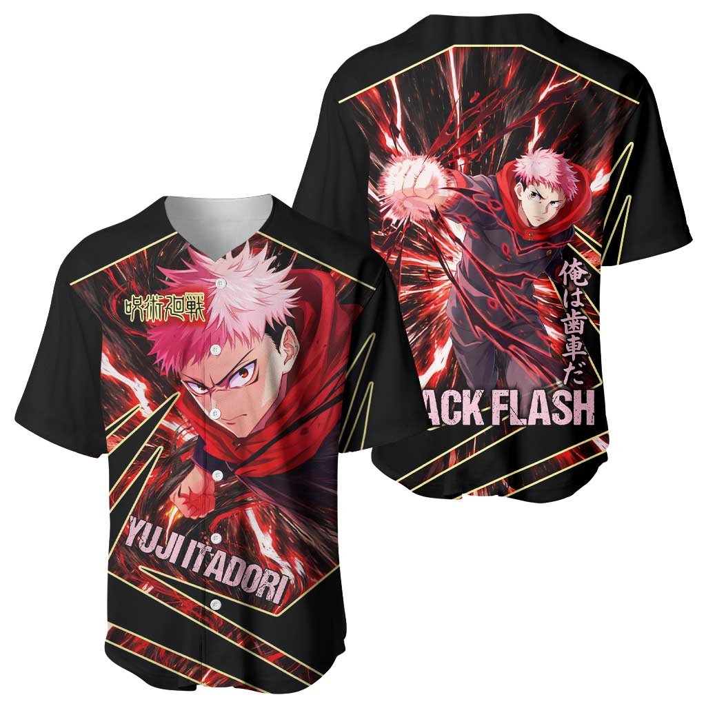 Yuji Itadori Black Flash Baseball Jersey Dynamic Cursed Energy Burst Style