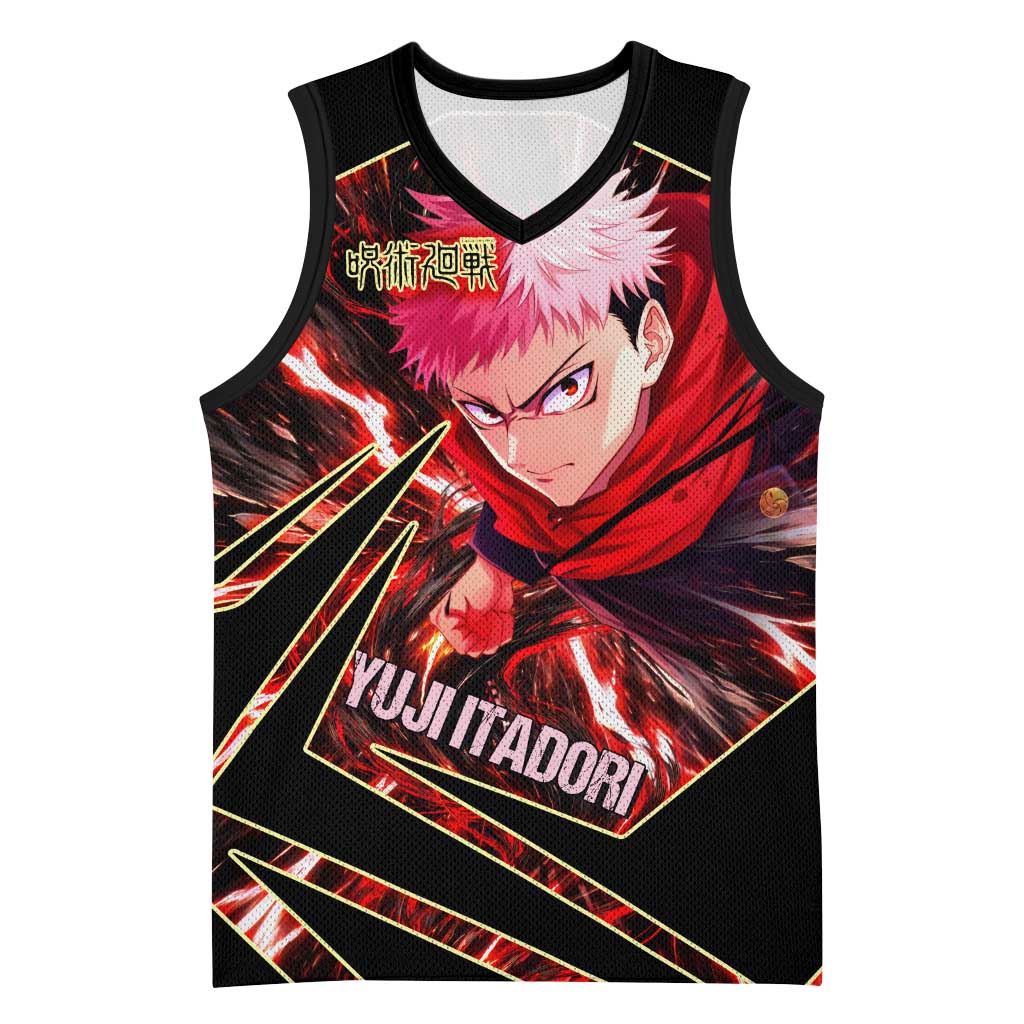 Yuji Itadori Black Flash Basketball Jersey Dynamic Cursed Energy Burst Style
